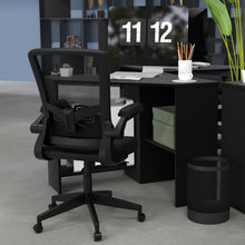 Load image into Gallery viewer, Black Mesh Minimalist Modern Office Computer Chair with Lumbar Pillow