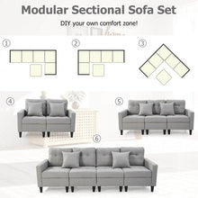 Charger l'image dans la galerie, Costway L-Shaped Gray Sectional Couch Set with Storage Ottoman - Suitable for Living Room and Dormitory