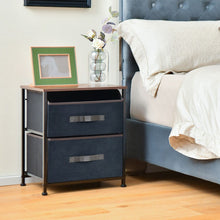 Load image into Gallery viewer, Costway Industrial Style Brown Bed Side Table with 2 Fabric Drawers - Suitable for Bedroom
