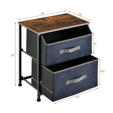 Load image into Gallery viewer, Costway Industrial Style Brown Bed Side Table with 2 Fabric Drawers - Suitable for Bedroom