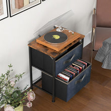 Load image into Gallery viewer, Costway Industrial Style Brown Bed Side Table with 2 Fabric Drawers - Suitable for Bedroom