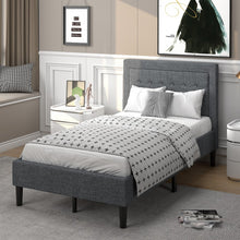 Load image into Gallery viewer, Gray Minimalist Bed Frame with Button-Tufted Headboard