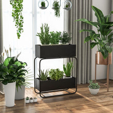 Charger l'image dans la galerie, Black Metal 2-Tier Raised Garden Planter with Large Planter Boxes
