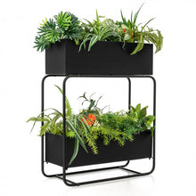 Charger l'image dans la galerie, Black Metal 2-Tier Raised Garden Planter with Large Planter Boxes