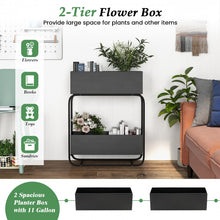 Charger l'image dans la galerie, Black Metal 2-Tier Raised Garden Planter with Large Planter Boxes