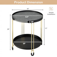 Load image into Gallery viewer, Modern Detachable Tray Round Black Two-Tier Side Table