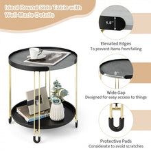 Load image into Gallery viewer, Modern Detachable Tray Round Black Two-Tier Side Table