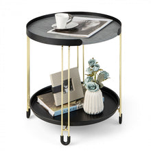 Load image into Gallery viewer, Modern Detachable Tray Round Black Two-Tier Side Table