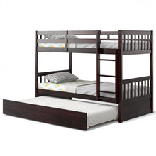 Load image into Gallery viewer, Double Deck Bunk Bed with Ladder, Guard Rails and Single Trundle Bed
