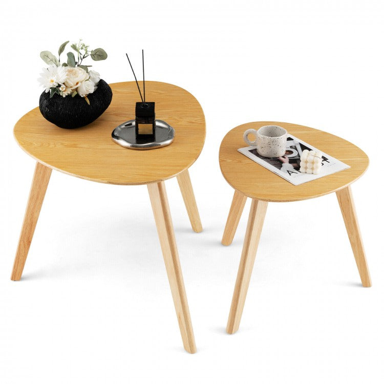 2-Piece Triangular Coffee Table Set for Living Room