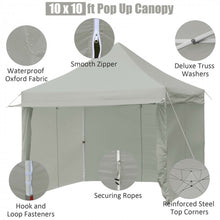 Load image into Gallery viewer, Costway 10x10 ft Pop-Up Tent Canopy with Removable Zippered Sidewalls - Suitable for Outdoor Parties and Camping