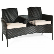 Charger l'image dans la galerie, Outdoor Patio Furniture Double Sofa Seating Set with Coffee Table