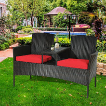 Charger l'image dans la galerie, Outdoor Patio Furniture Double Sofa Seating Set with Coffee Table
