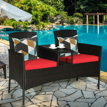 Charger l'image dans la galerie, Outdoor Patio Furniture Double Sofa Seating Set with Coffee Table