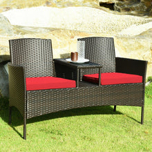 Charger l'image dans la galerie, Outdoor Patio Furniture Double Sofa Seating Set with Coffee Table