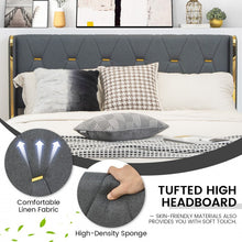 Load image into Gallery viewer, Grey Upholstered High Headboard Bed Frame with 4 Drawers