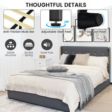 Load image into Gallery viewer, Grey Upholstered High Headboard Bed Frame with 4 Drawers