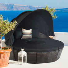 Load image into Gallery viewer, Outdoor Convertible Sofa Bed with Retractable Canopy, Coffee Table, and Pergola
