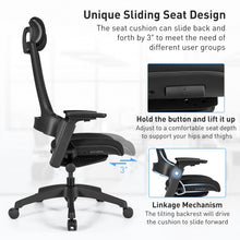 Load image into Gallery viewer, Black 3D Adjustable Armrest Ergonomic Office and Computer Chair with Headrest