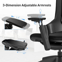 Load image into Gallery viewer, Black 3D Adjustable Armrest Ergonomic Office and Computer Chair with Headrest