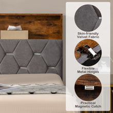 Load image into Gallery viewer, Modern Minimalist Upholstered Bed Frame with Storage Headboard
