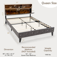 Load image into Gallery viewer, Modern Minimalist Upholstered Bed Frame with Storage Headboard