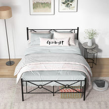 Load image into Gallery viewer, Black Metal Modern Minimalist Bed Frame with Storage Underneath