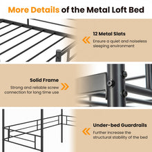 Load image into Gallery viewer, Multifunctional Black Metal Loft Bed Frame with Railing and Ladder