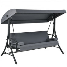 Load image into Gallery viewer, Costway Gray Outdoor Swing Chair with Canopy - Convertible Seat, Suitable for Garden, Porch, and Patio