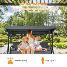 Load image into Gallery viewer, Costway Gray Outdoor Swing Chair with Canopy - Convertible Seat, Suitable for Garden, Porch, and Patio