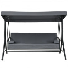 Load image into Gallery viewer, Costway Gray Outdoor Swing Chair with Canopy - Convertible Seat, Suitable for Garden, Porch, and Patio