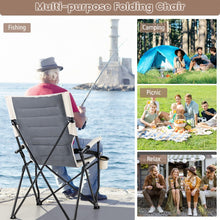 Load image into Gallery viewer, Costway Outdoor Camping Chair Folding Chair with Armrests, Cup Holder, and Lumbar Support - Suitable for Camping and Backpacking