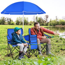 Load image into Gallery viewer, Outdoor Folding Camping Chair with Sunshade Umbrella - Double Chair Suitable for Beach, Camping, and Fishing