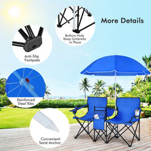 Load image into Gallery viewer, Outdoor Folding Camping Chair with Sunshade Umbrella - Double Chair Suitable for Beach, Camping, and Fishing