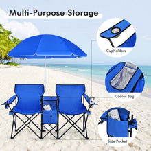 Load image into Gallery viewer, Outdoor Folding Camping Chair with Sunshade Umbrella - Double Chair Suitable for Beach, Camping, and Fishing