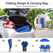 Load image into Gallery viewer, Outdoor Folding Camping Chair with Sunshade Umbrella - Double Chair Suitable for Beach, Camping, and Fishing