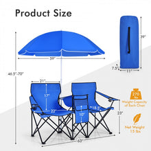 Load image into Gallery viewer, Outdoor Folding Camping Chair with Sunshade Umbrella - Double Chair Suitable for Beach, Camping, and Fishing