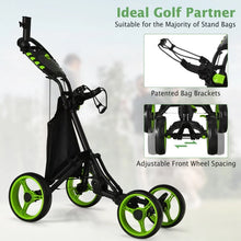 Load image into Gallery viewer, Foldable 4-Wheel Golf Push Cart with Shock Absorption and Durable Design