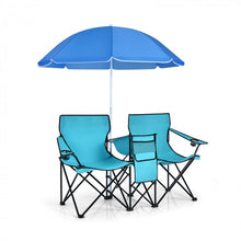Load image into Gallery viewer, Outdoor Folding Camping Chair with Sunshade Umbrella - Double Chair Suitable for Beach, Camping, and Fishing