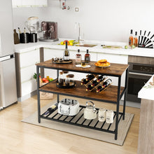 Load image into Gallery viewer, Industrial Style Multifunctional 3-Tier Kitchen Island Countertop Table