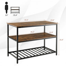 Load image into Gallery viewer, Industrial Style Multifunctional 3-Tier Kitchen Island Countertop Table