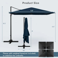 Charger l'image dans la galerie, 9.5 Ft Square Outdoor Pool Patio Rotating Cantilever Umbrella