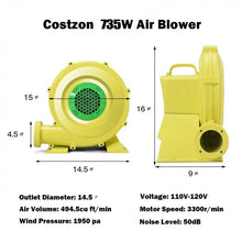 Load image into Gallery viewer, 735 W 1.0 HP Air Blower Pump Fan for Inflatable Bounce House