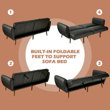 Load image into Gallery viewer, Living Room 3-Seater Black PU Leather Sofa with Adjustable Backrest