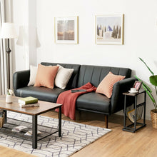 Load image into Gallery viewer, Living Room 3-Seater Black PU Leather Sofa with Adjustable Backrest