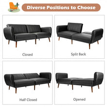 Load image into Gallery viewer, Living Room 3-Seater Black PU Leather Sofa with Adjustable Backrest
