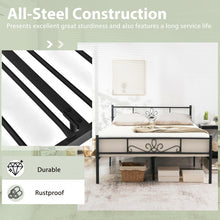 Load image into Gallery viewer, Black Minimalist Modern Metal Bed Frame with Storage Bed Base