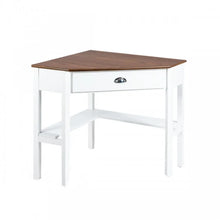 Load image into Gallery viewer, Corner Solid Wood Notebook Computer Desk with Drawers and Open Shelves - Ideal for Bedroom and Study