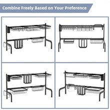 Load image into Gallery viewer, Multifunctional Black 2-Tier Dish Drying Rack for Over Sink