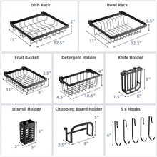Load image into Gallery viewer, Multifunctional Black 2-Tier Dish Drying Rack for Over Sink